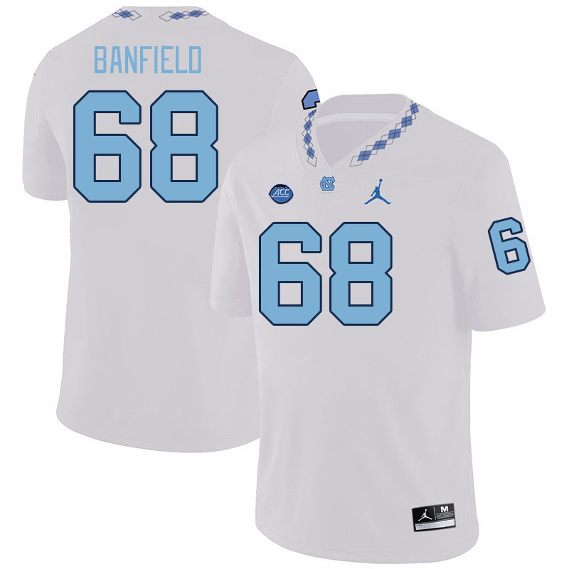 Men #68 Aidan Banfield North Carolina Tar Heels College Football Jerseys Stitched-White